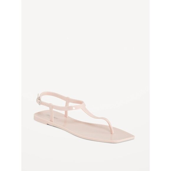 NWT Old Navy Pink Opaque Jelly T-Strap Sandals 8 - Picture 3 of 9